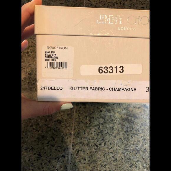 JIMMY CHOO BEllO Wedge Pump Shoes Champagne Glitter Bridal Shoe Euro 39.5 Us 9.5 - Picture 7 of 9